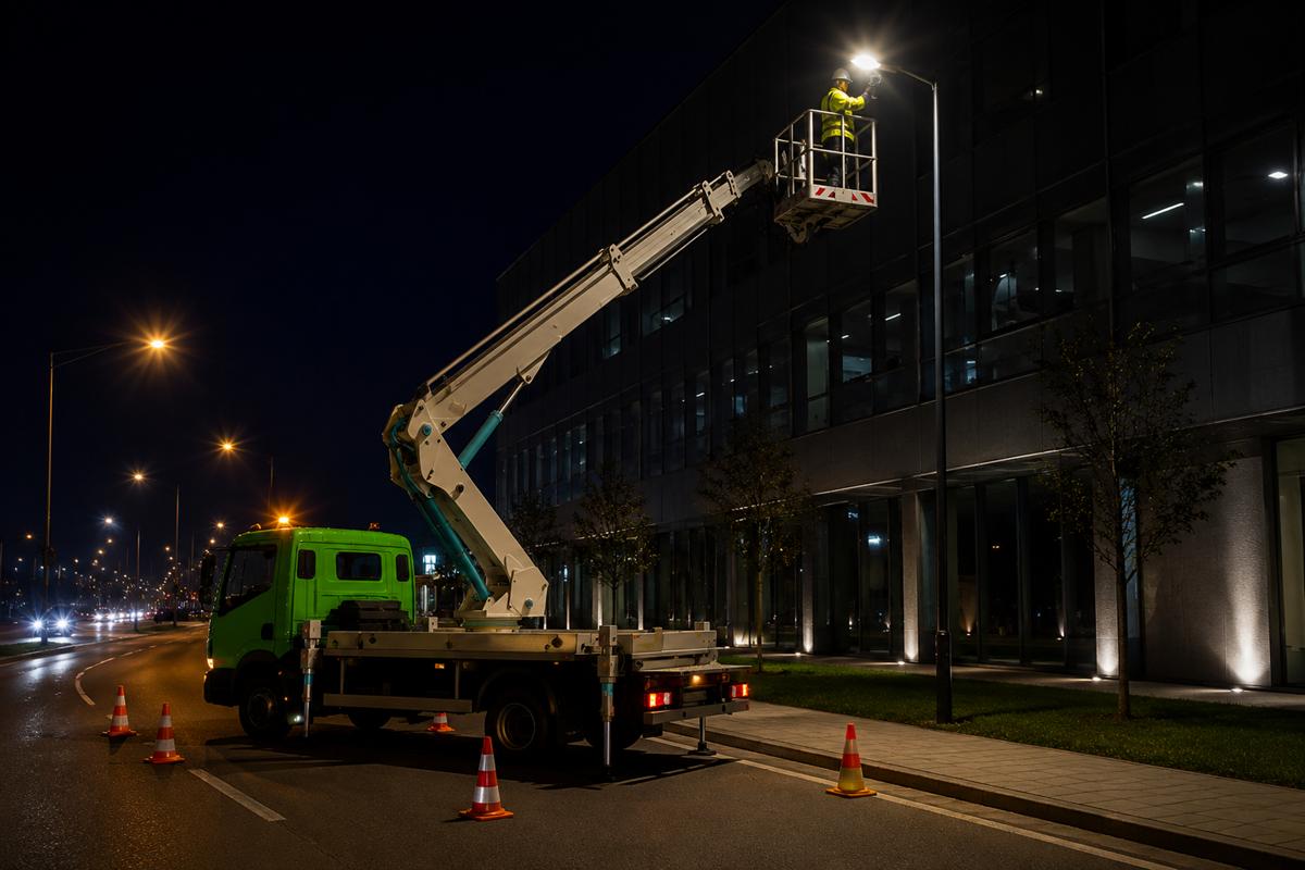 Praca nocna przy oświetleniu